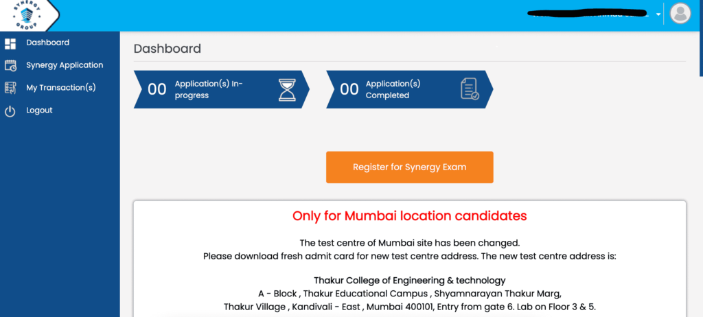 Synergy Exam Registration